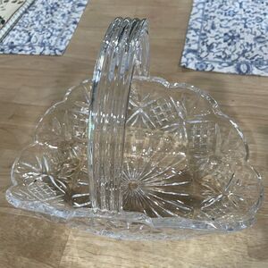 VTG Shannon Crystal Handled Basket By Not Signed Or Sticker 70’s (9x7.5x12.5)Lg.